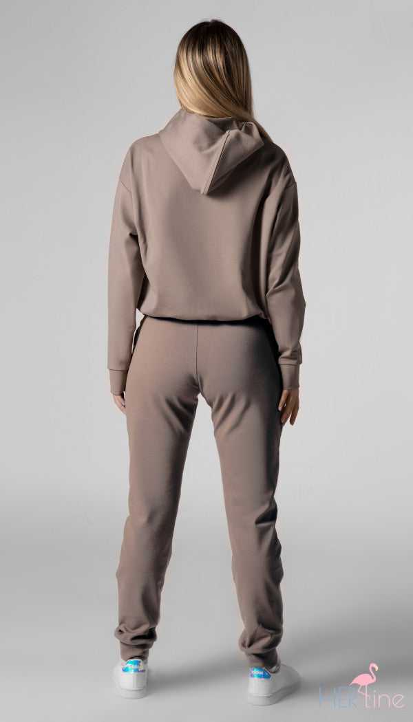 LIGHT BROWN SLIM TRACK PANTS