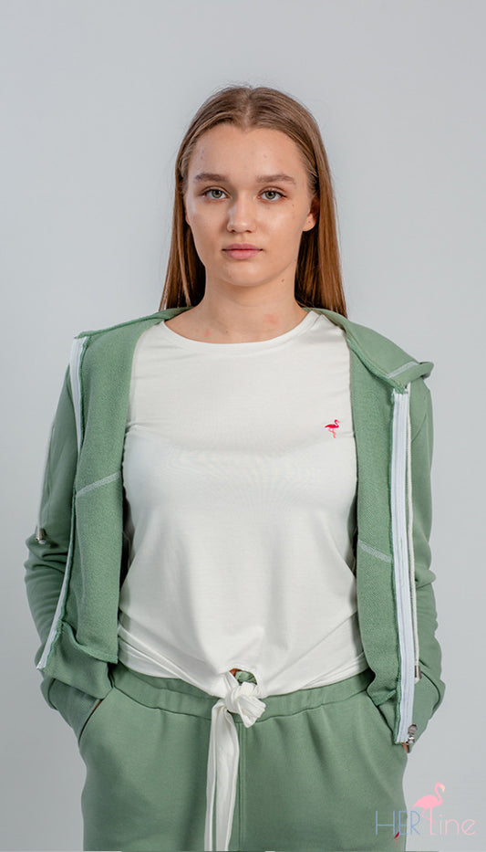 WOMEN'S WHITE BLOUSE WITH PINK LOGO