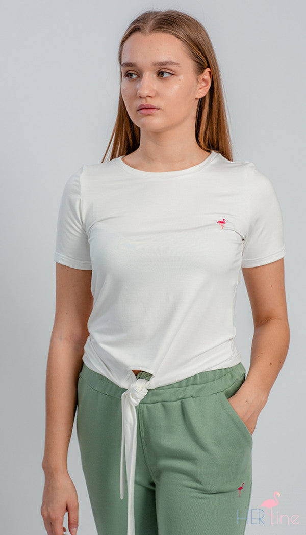 WOMEN'S WHITE BLOUSE WITH PINK LOGO