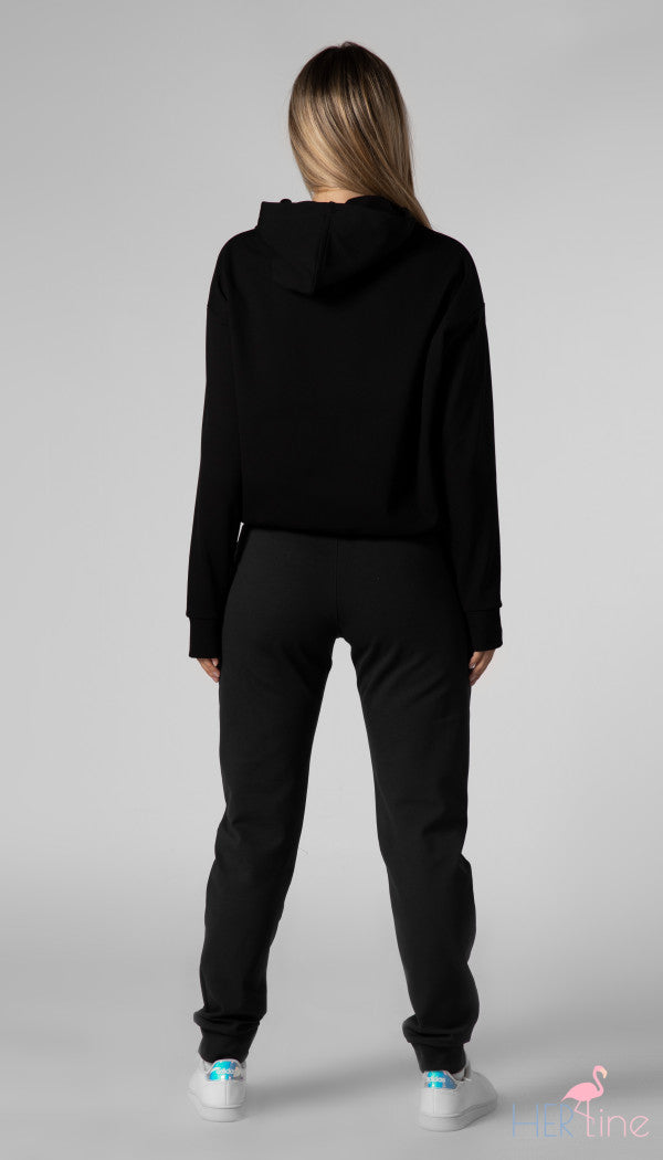 JET BLACK SLIM TRACK PANTS