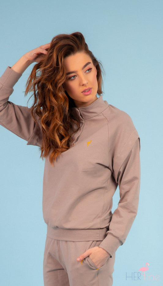 TRANSFORMATION LIGHT BROWN BUTTONED SWEATSHIRT