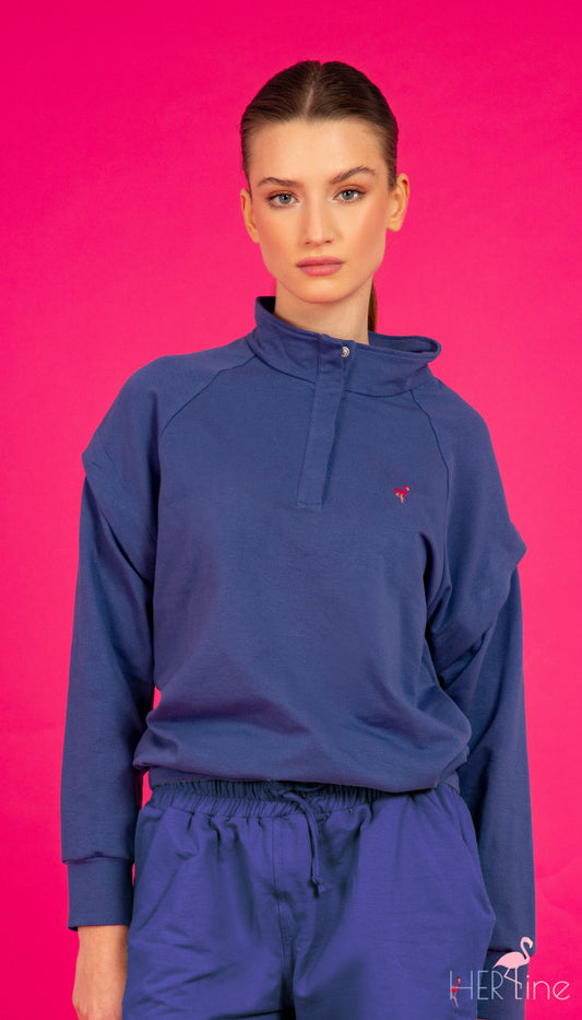 TRANSFORMATION SKY BLUE BUTTONED SWEATSHIRT