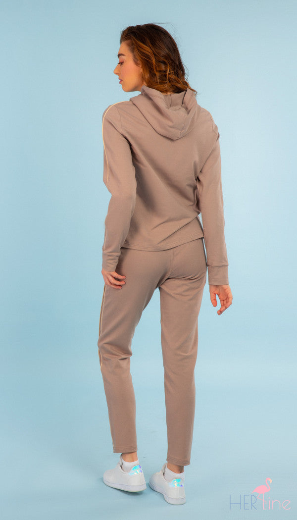 BROWN-NUDE track pants