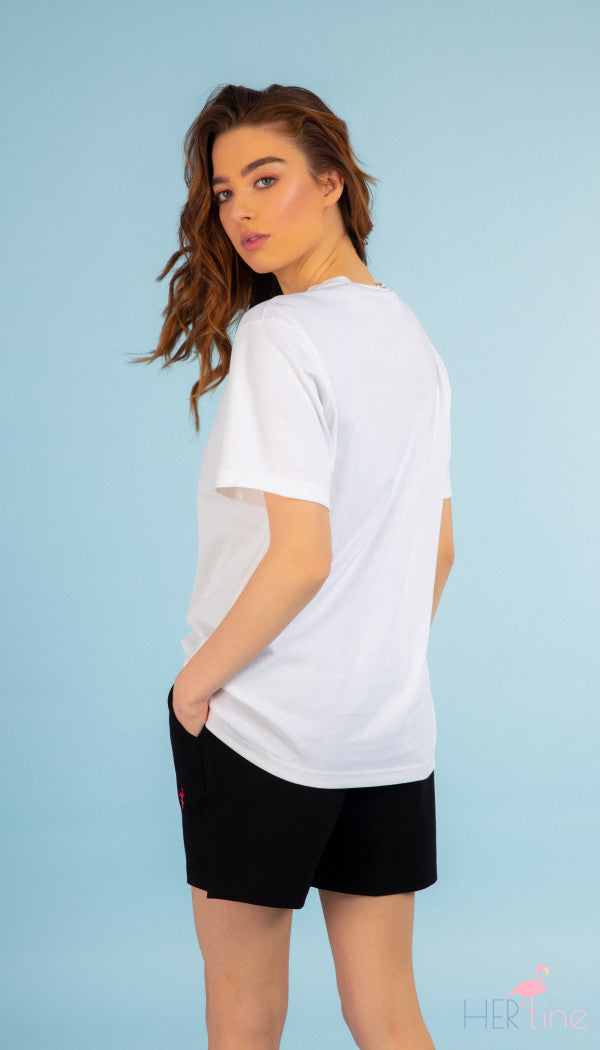 WHITE T-SHIRT WITH PRINTED LOGO