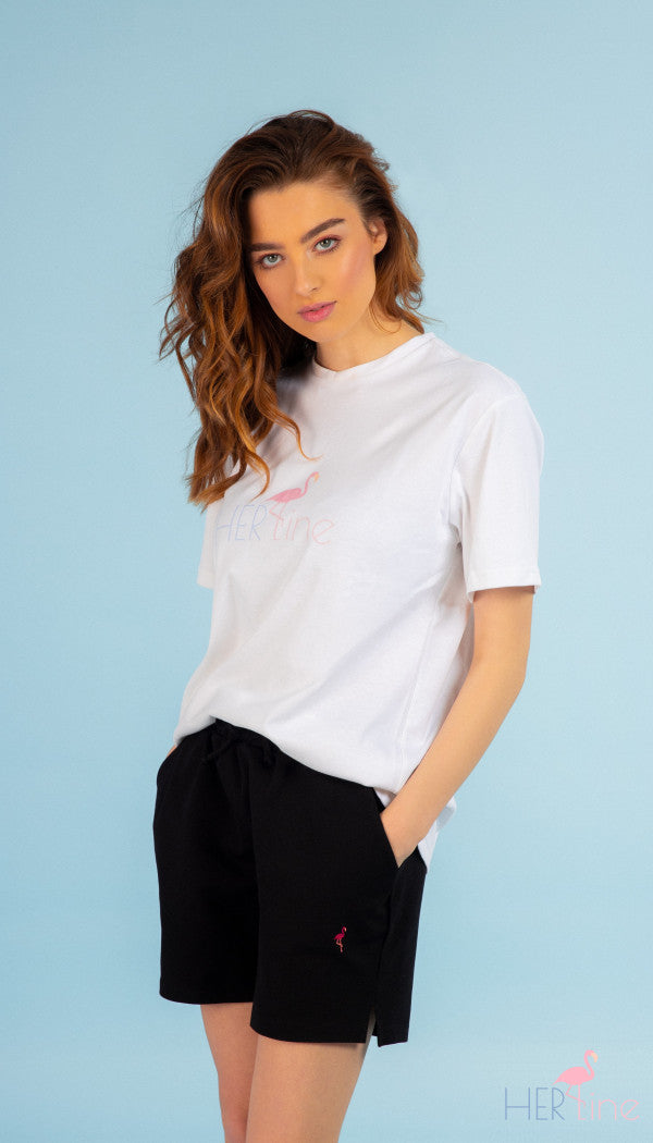 WHITE T-SHIRT WITH PRINTED LOGO