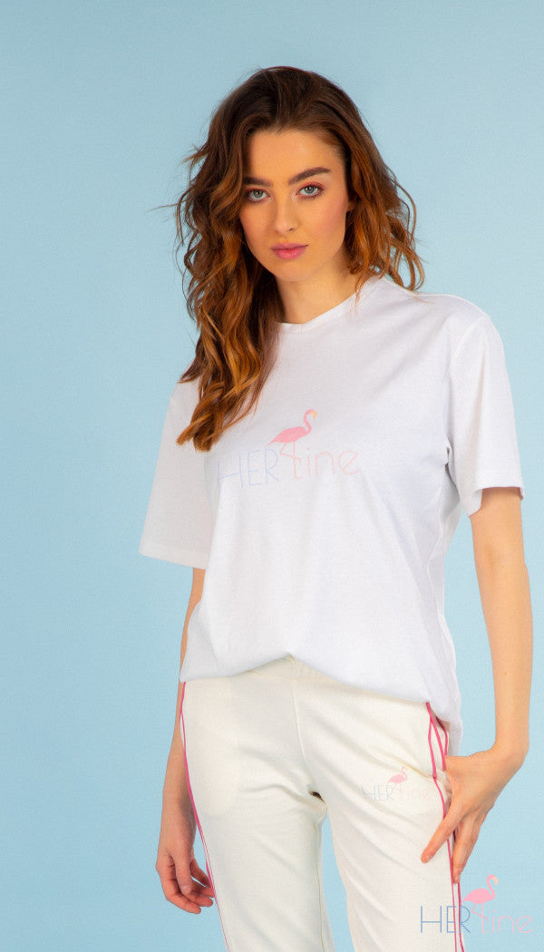 WHITE T-SHIRT WITH PRINTED LOGO