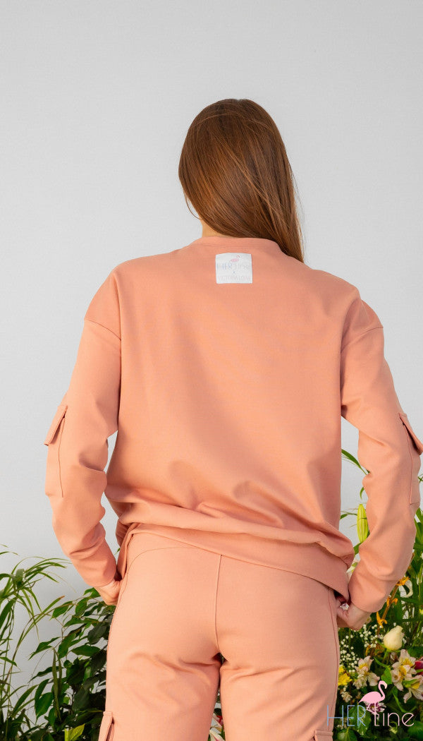 BLUSH PEONY CARGO SWEATSHIRT