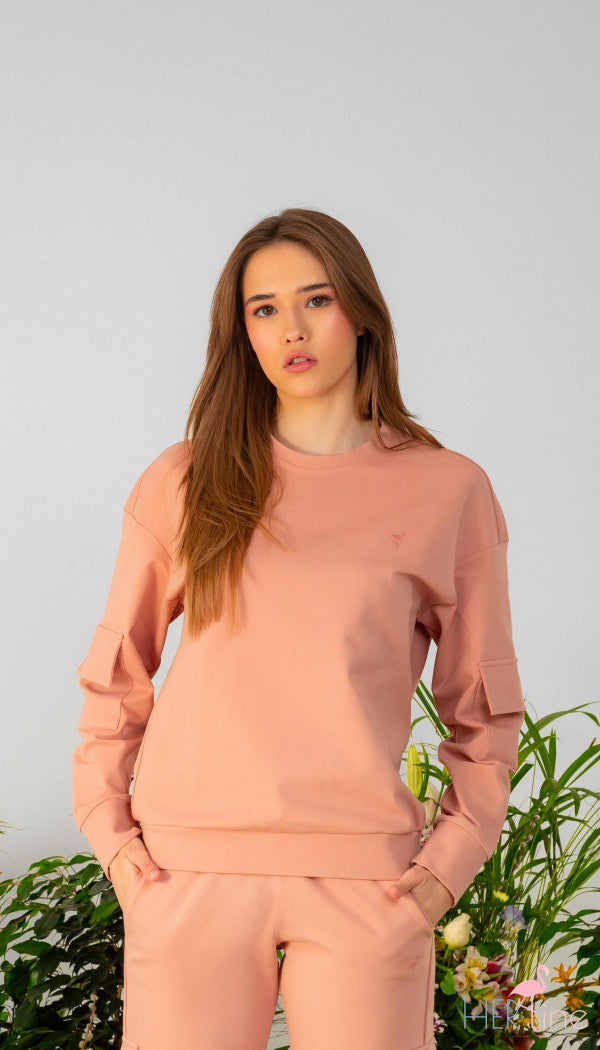 BLUSH PEONY CARGO SWEATSHIRT