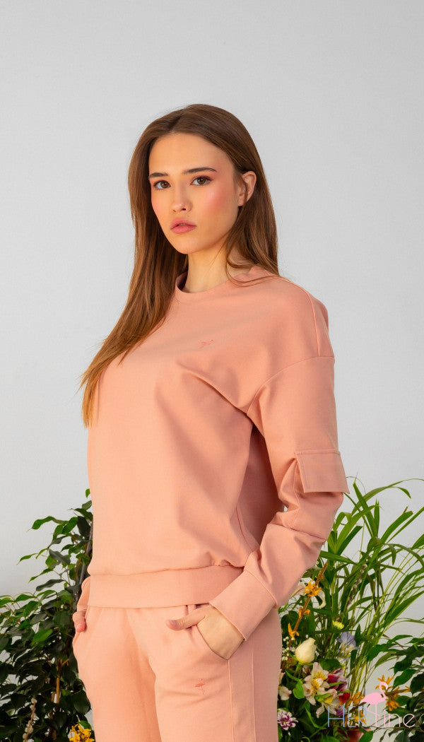 BLUSH PEONY CARGO SWEATSHIRT